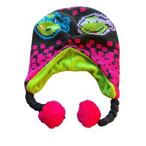 Teenage Mutant Ninja Turtles Kids Fleece Lined Knit Hat With Pom Poms